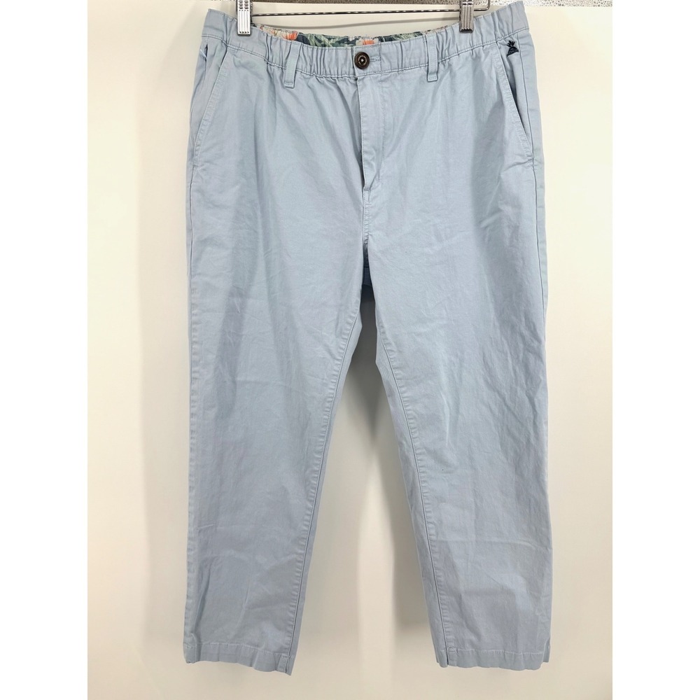 Chubbies Mens XL Light Blue Regular Fit Elastic Waist Tropical Trim Chino Pants